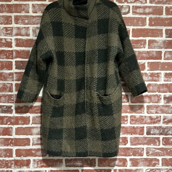rag & bone Jackets & Blazers - Rag & Bone Cammie Green Wool Blend Plaid Check Sweatercoat XS